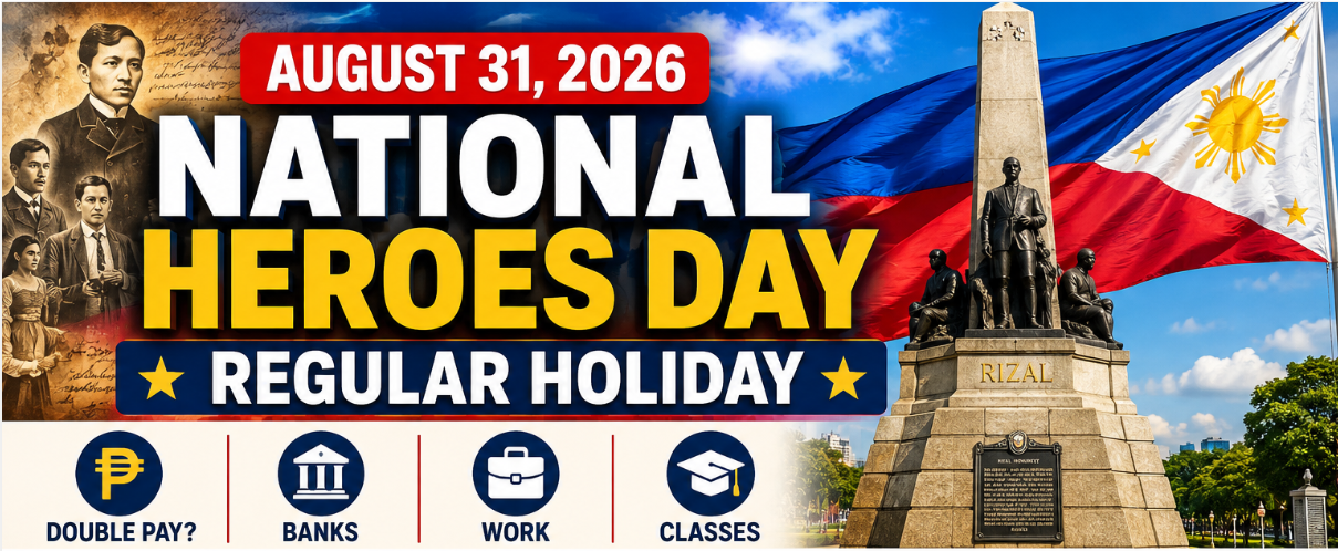 National Heroes Day August 31 2026 regular holiday in the Philippines