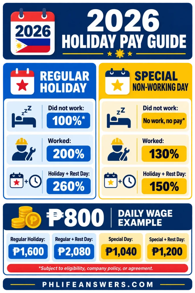 2026 Philippines regular holiday and special non-working day pay computatio