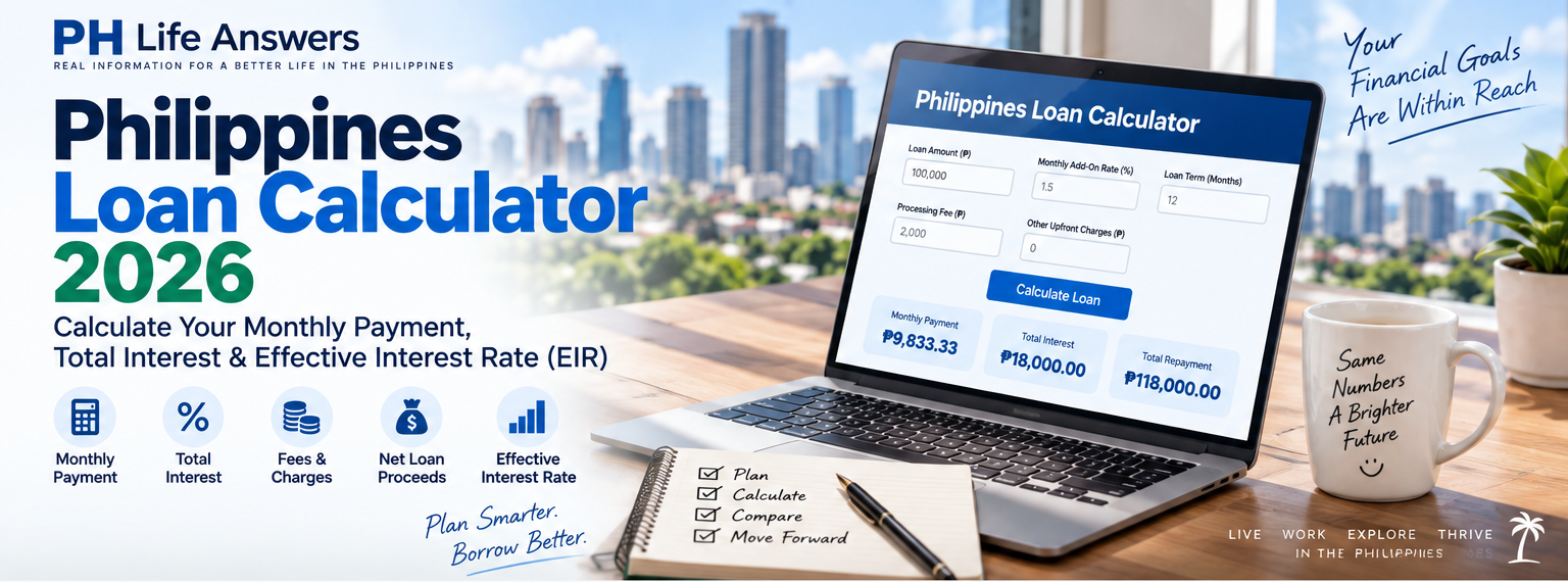 Philippines Loan Calculator 2026: Monthly Payment, Total Interest & EIR