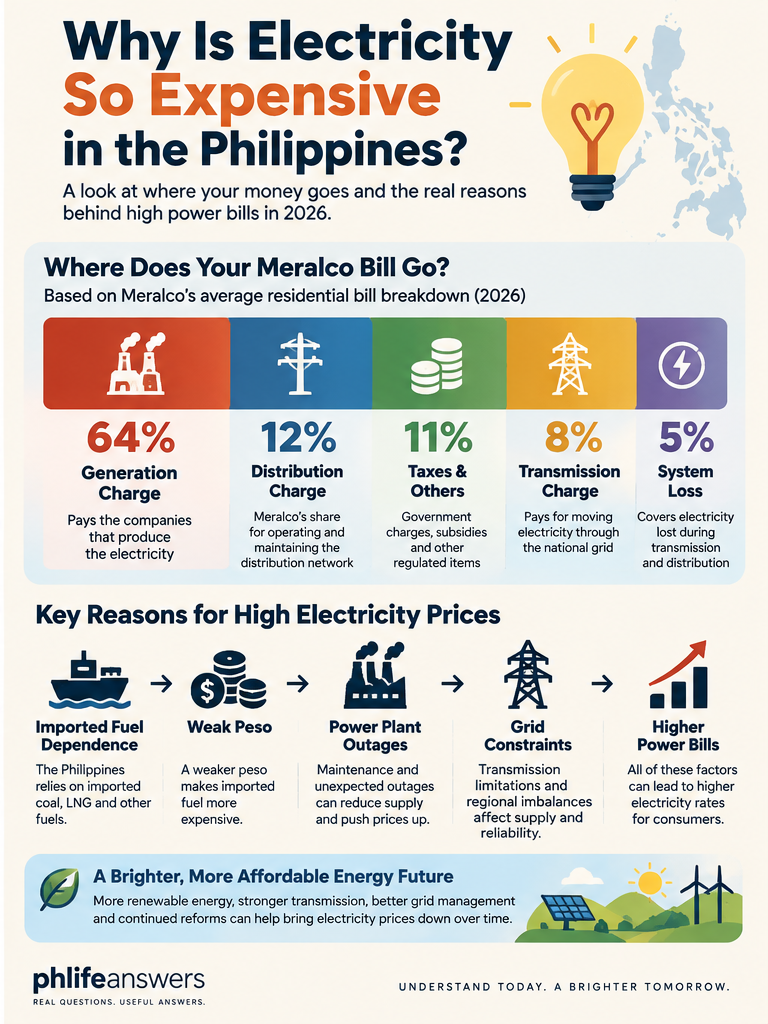 Why electricity is expensive in the Philippines – Meralco bill breakdown and major power cost factors